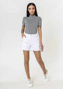 Blugi scurti cu terminatie rasucita P506-10 M7, Alb imagine