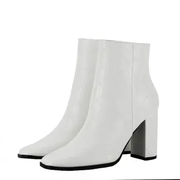 Botine albe elegante cu imprimeu geometric 3317 113 imagine