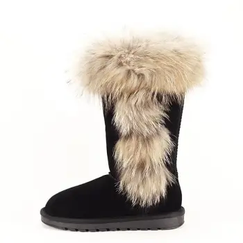 Cizme din piele naturala negre cu blanita Eva imagine