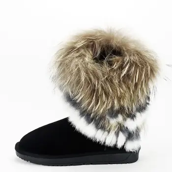 Cizme negre din piele naturala cu blanita naturala 8013 111 imagine