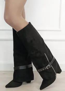 Cizme negre elegante cu toc comod 2502A-1 19 imagine