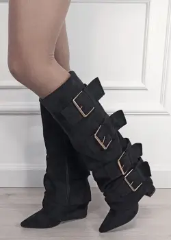 Cizme negre elegante cu toc comod 7677A-1 19 imagine