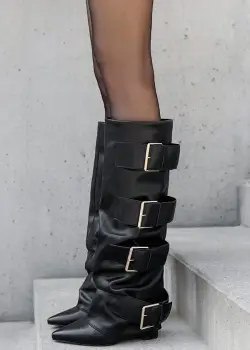 Cizme negre elegante cu toc comod 7677A 110 imagine