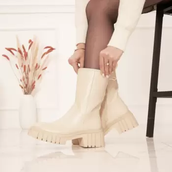 Cizme scurte bej 8595 115 imagine