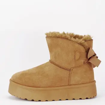 Cizme scurte camel cu fundita in spate DAY9057 113 imagine