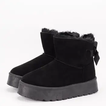 Cizme scurte negre cu fundita in spate DAY9057 113 imagine