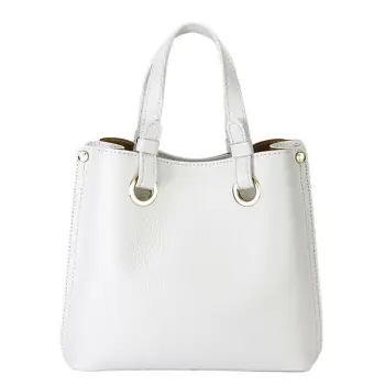 Geanta alba medie din piele naturala 8916 129 imagine