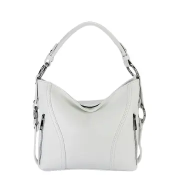 Geanta alba medie din piele naturala 8931 124 imagine