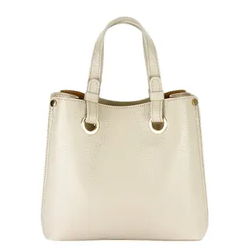 Geanta bej medie din piele naturala 8916 129 imagine