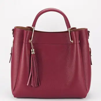 Geanta bordeaux din piele naturala Ariana 123 imagine