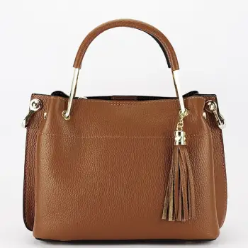 Geanta camel medie din piele naturala 8939 122 imagine