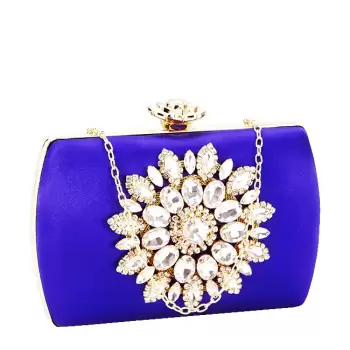 Geanta clutch albastru cu brosa BRS-210 06 imagine