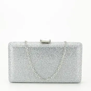 Geanta clutch argintiu cu pietricele BJH-715 06 imagine