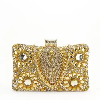 Geanta clutch aurie cu cristale 2023-15 05 imagine