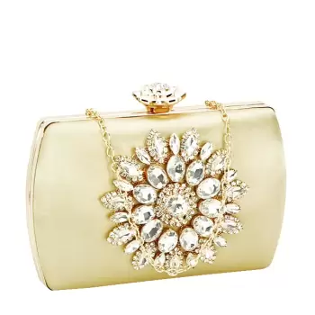 Geanta clutch auriu cu brosa BRS-210 06 imagine
