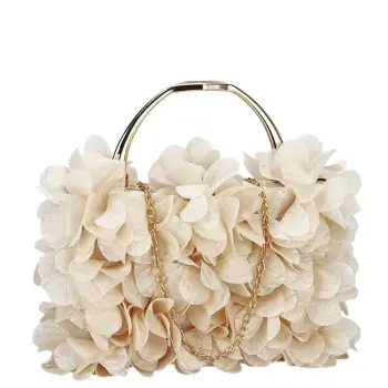 Geanta clutch bej cu model floral 3D BXQ-327 05 imagine