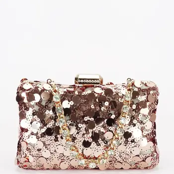 Geanta clutch champagne cu paiete BYH-896 05 imagine