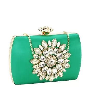 Geanta clutch cu brosa BRS-210 06 Verde imagine