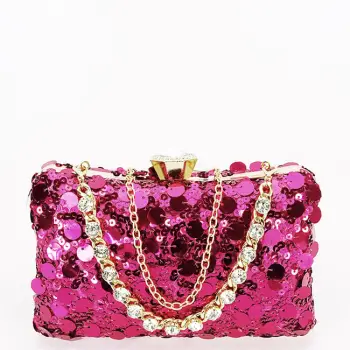Geanta clutch fucsia cu paiete BYH-896 05 imagine