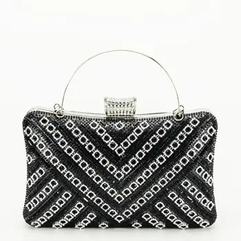 Geanta clutch neagra cu model 3d BYH-87900 06 imagine