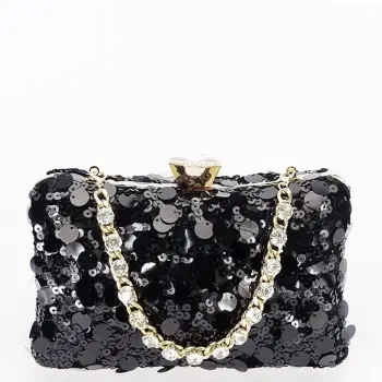 Geanta clutch neagra cu paiete BYH-896 05 imagine