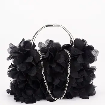 Geanta clutch negru cu model floral 3D BXQ-327 05 imagine