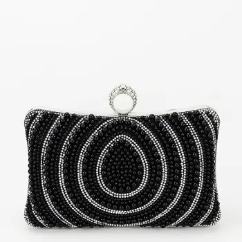 Geanta clutch negru cu perle BYH-866 06 imagine