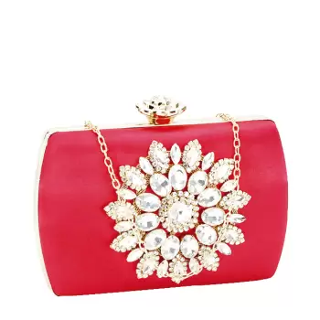 Geanta clutch rosie cu brosa BRS-210 06 imagine
