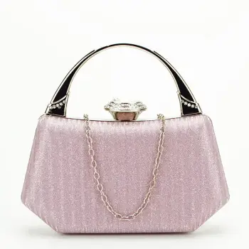 Geanta clutch roz cu cristale si sclipici 55461 06 imagine