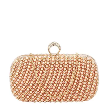 Geanta clutch sampanie cu perle BYH863 06 imagine