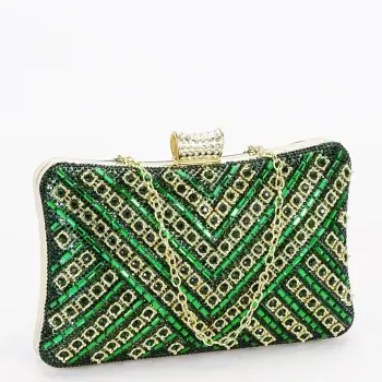 Geanta clutch verde cu model 3d BYH-87900 06 imagine