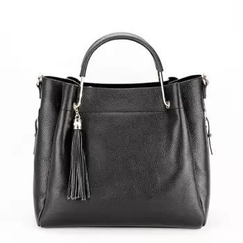 Geanta din piele naturala neagra Ariana imagine