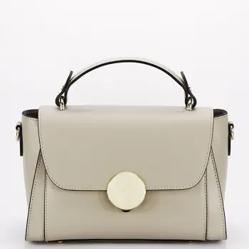 Geanta din piele naturala taupe deschis 1590 123 imagine