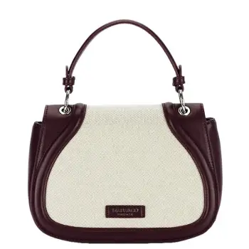 Geanta eleganta bordo cu insertie textila bej DHJ943-2 17 imagine
