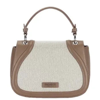 Geanta eleganta maro taupe cu insertie textila bej DHJ943-2 17 imagine