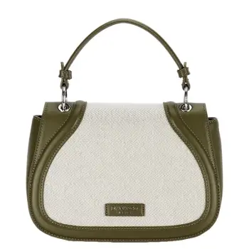 Geanta eleganta verde maslina cu insertie textila bej DHJ943-2 17 imagine