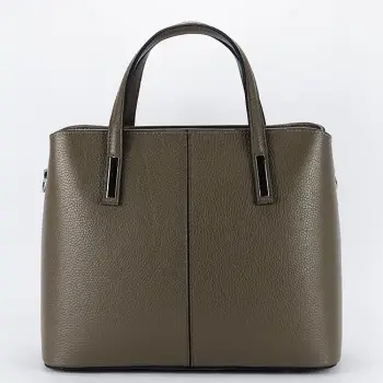 Geanta mare taupe inchis din piele naturala 8922 130 imagine