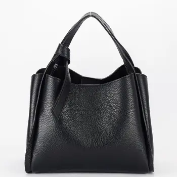 Geanta medie neagra din piele naturala 8905 128 imagine