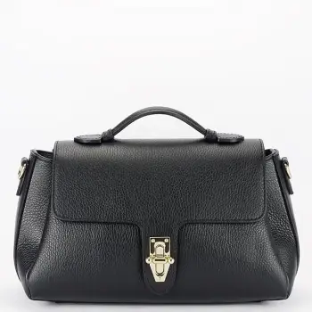 Geanta medie neagra din piele naturala 8910 126 imagine