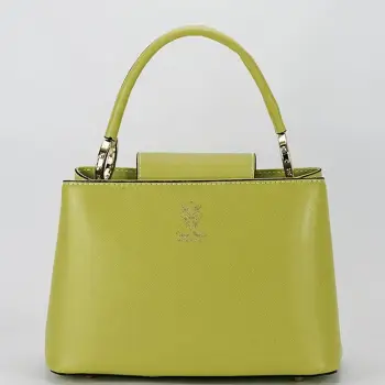 Geanta medie verde lime din piele naturala 8950 119 imagine