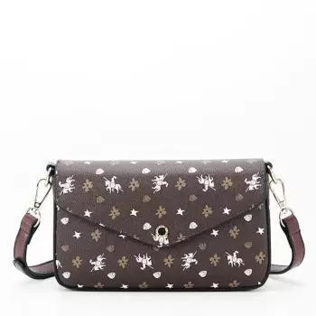 Geanta mica David Jones cu imprimeu logo CM6120A 14 Maro inchis imagine