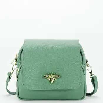 Geanta mica verde pal din piele naturala 1502 122 imagine