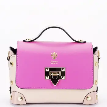 Geanta multicolora din piele naturala 1616 131 Taupe imagine