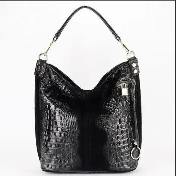 Geanta neagra din piele naturala cu imprimeu reptila 1915 M9 imagine