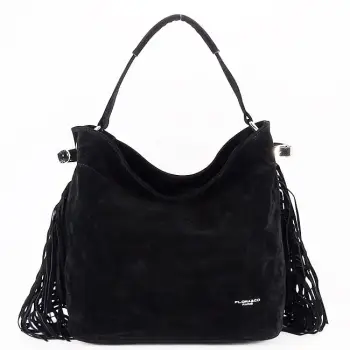 Geanta neagra FloraCO Paris cu franjuri F7518 M4 imagine