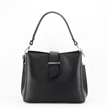 Geanta neagra medie din piele naturala 8962 123 imagine