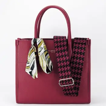 Geanta rosie FloraCO Paris cu esarfa decorativa H6935 M7 imagine