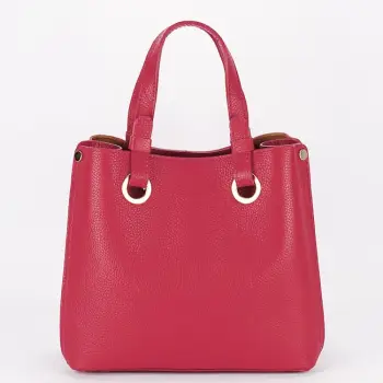 Geanta rosie medie din piele naturala 8916 129 imagine