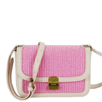 Geanta roz deschis crossbody cu model impletit CM7497 15 imagine