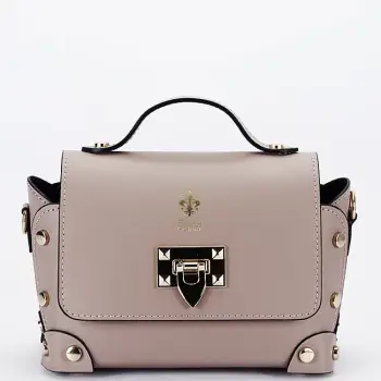 Geanta taupe din piele naturala 1616 131 imagine